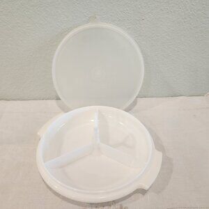 Vintage Tupperware Suzette #608 Divided Relish Condiment Tray White w/ Lid #229